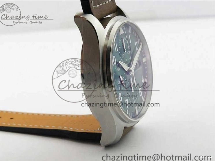 MIROTIME 0414 Pilot Chrono IW377726 ZF 1:1 Best Edition Green Dial on Brown Leather Strap A Trendsetting 7125